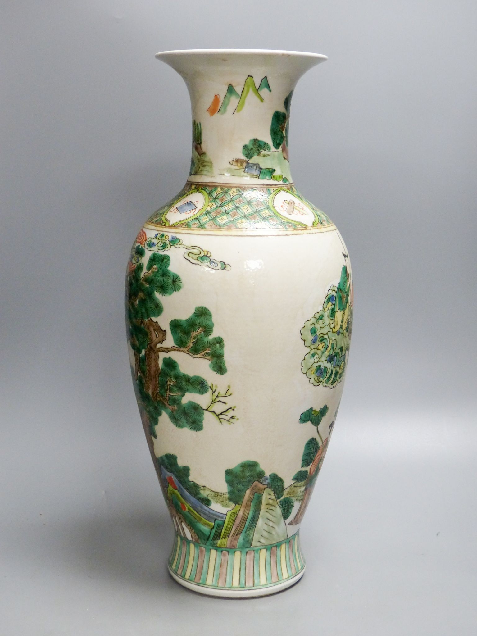 A Chinese famille verte vase, 45.5cm high